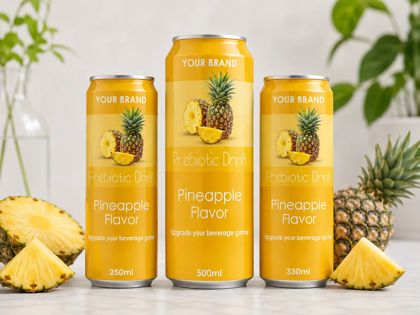 PREBIOTIC DRINK Pineapple Flavor 250ml, 330ml and 500ml cans